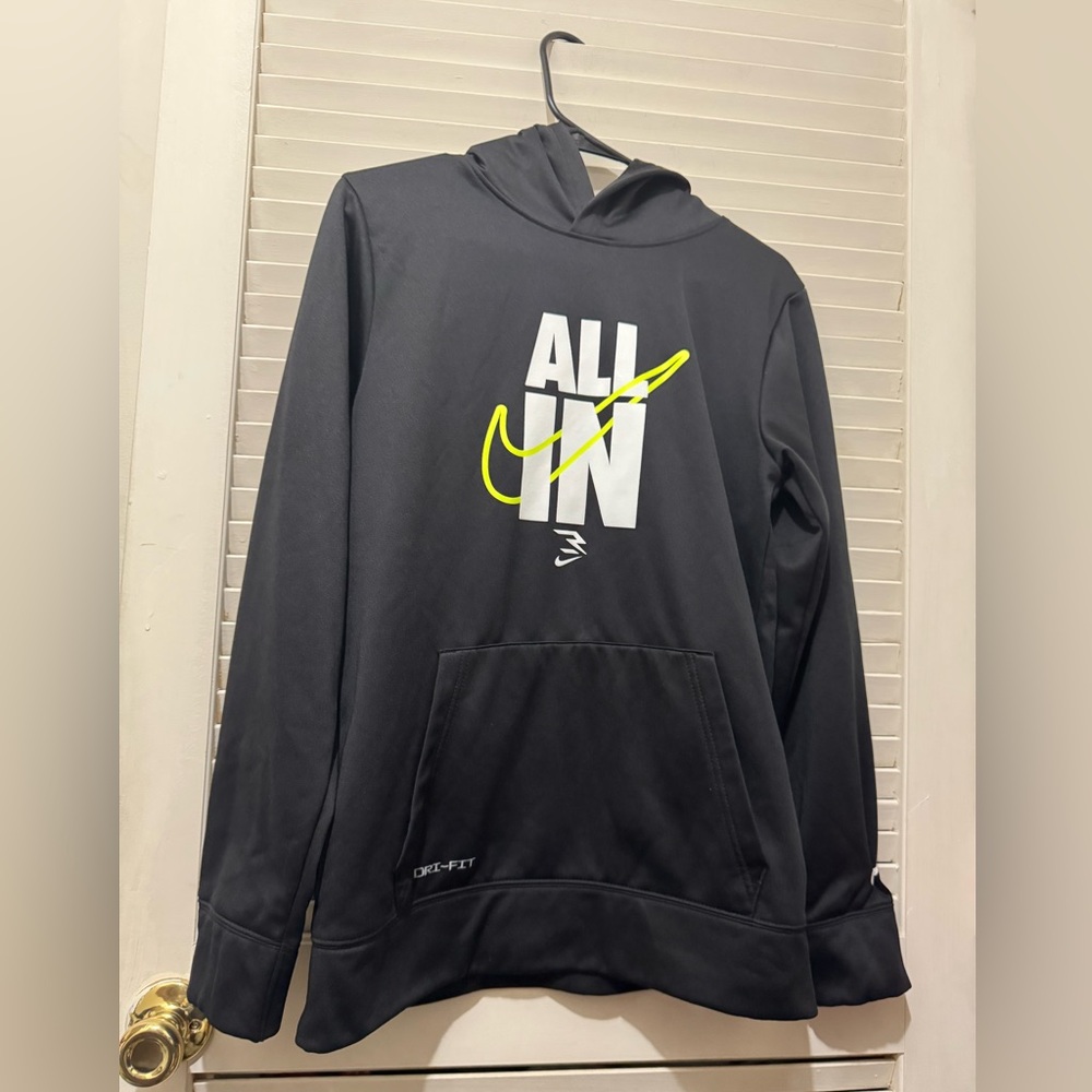 Nike Kids Black Hoodie with Neon Accents